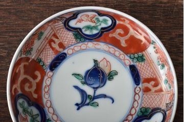 江戸期　古伊万里　花鳥図　色絵小皿2枚セット(R-045718)