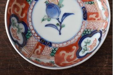 江戸期　古伊万里　花鳥図　色絵小皿2枚セット(R-045719)