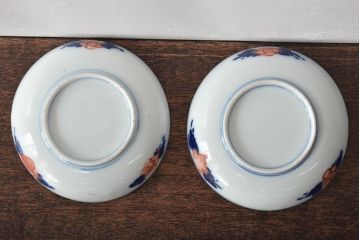 江戸期　古伊万里　花鳥図　色絵小皿2枚セット(R-045719)