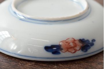 江戸期　古伊万里　花鳥図　色絵小皿2枚セット(R-045719)