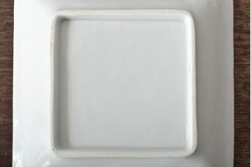 江戸期 白磁 陽刻 龍の図 角皿2枚セット(中国?、小皿、深皿、鉢)(R-045720)