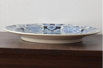 オランダ　DELFT(デルフト)　ブルーハンドペイント　花絵　花籠図　プレート35cm(洋食器、大皿)(R-045724)