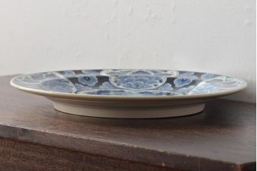 オランダ　DELFT(デルフト)　ブルーハンドペイント　花絵　花籠図　プレート35cm(洋食器、大皿)(R-045724)