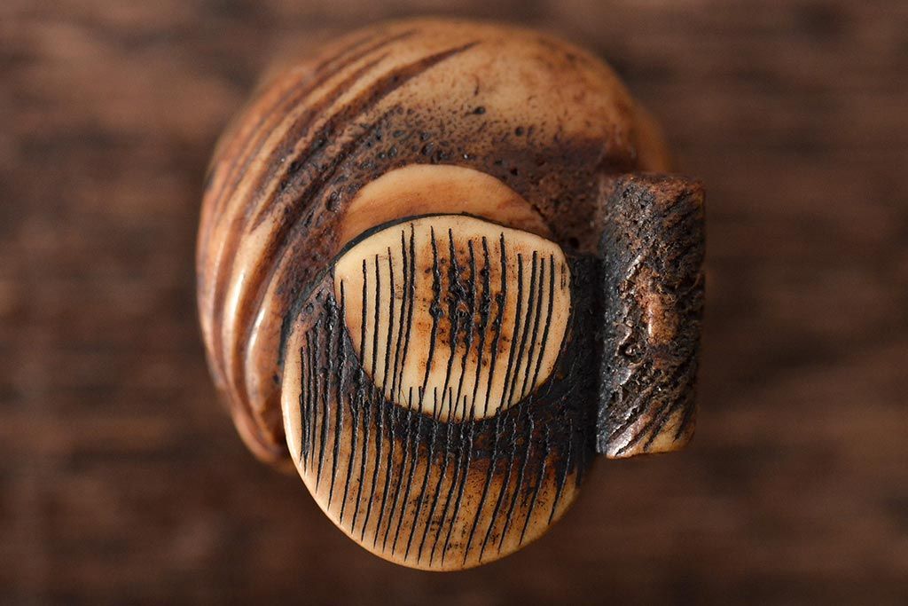 江戸〜明治　古い根付3点(直次、蝉、大黒、彫刻)(R-045735)