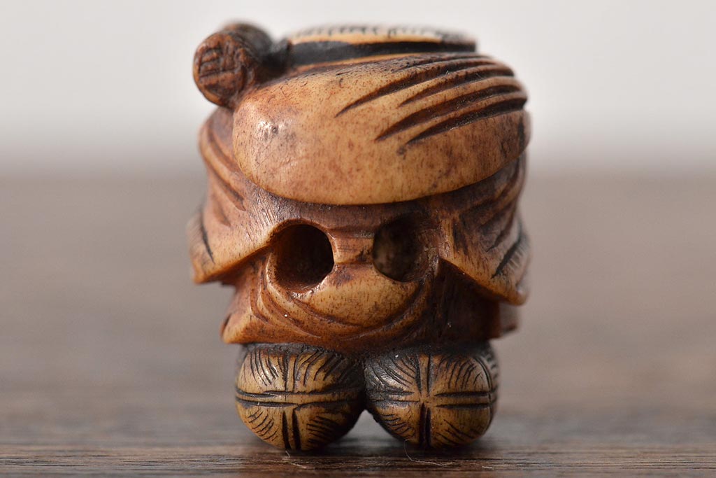 江戸〜明治　古い根付3点(直次、蝉、大黒、彫刻)(R-045735)