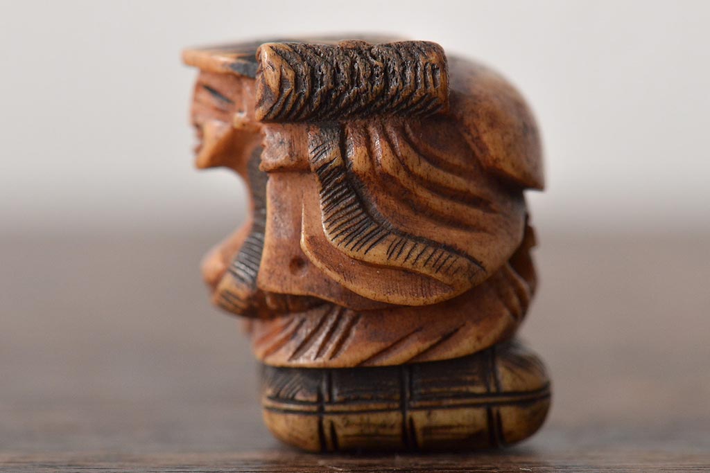 江戸〜明治　古い根付3点(直次、蝉、大黒、彫刻)(R-045735)