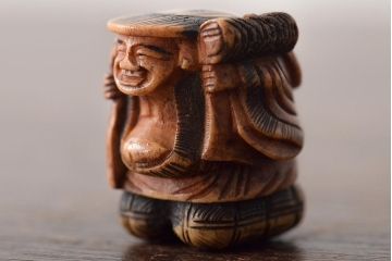 江戸〜明治　古い根付3点(直次、蝉、大黒、彫刻)(R-045735)