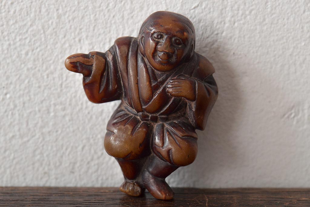 江戸〜明治　古い根付3点(直次、蝉、大黒、彫刻)(R-045735)