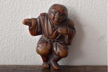 江戸〜明治　古い根付3点(直次、蝉、大黒、彫刻)(R-045735)