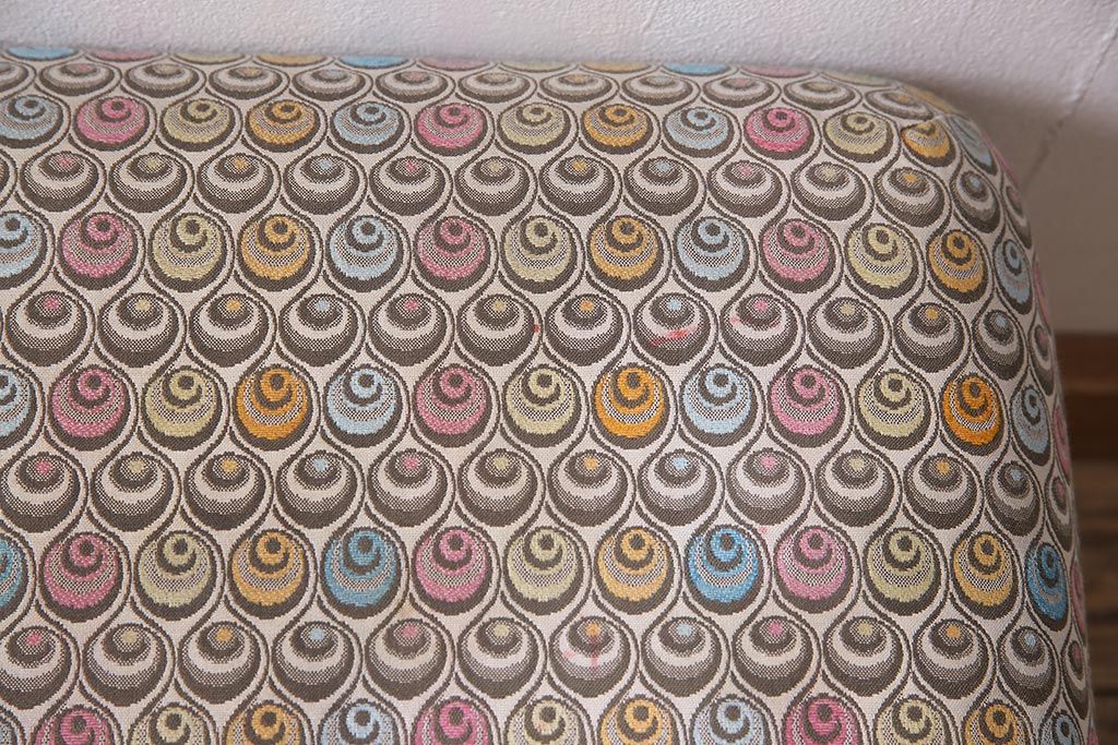 中古　日本フクラ(HUKLA)　P251　個性的な柄のファブリックがお洒落なスツール(定価約4万5千円)(オットマン)(R-045739)