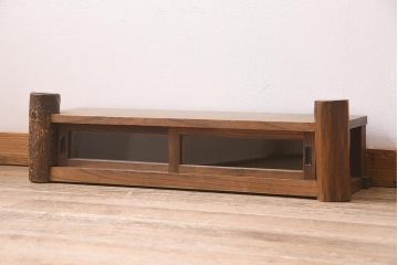 アンティーク家具　大正昭和初期　リメイク　ケヤキ材　独特の存在感を放つテレビ台(置き床、飾り台、ローボード)(R-045741)