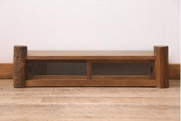 アンティーク家具　大正昭和初期　リメイク　ケヤキ材　独特の存在感を放つテレビ台(置き床、飾り台、ローボード)(R-045741)