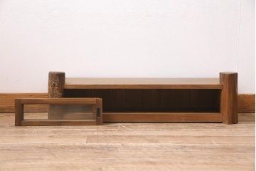 アンティーク家具　大正昭和初期　リメイク　ケヤキ材　独特の存在感を放つテレビ台(置き床、飾り台、ローボード)(R-045741)