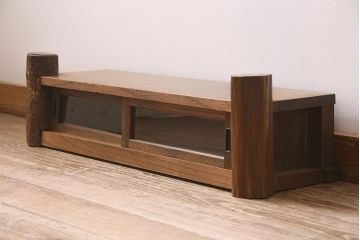 アンティーク家具　大正昭和初期　リメイク　ケヤキ材　独特の存在感を放つテレビ台(置き床、飾り台、ローボード)(R-045741)