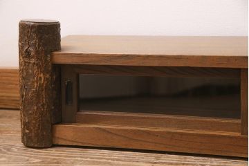 アンティーク家具　大正昭和初期　リメイク　ケヤキ材　独特の存在感を放つテレビ台(置き床、飾り台、ローボード)(R-045741)