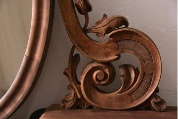 アンティーク家具　フランスアンティーク　ストリップド(剥離)　マホガニー材　迫力満点!凝った作りで存在感抜群のキャスター付きドレッサー(鏡台)(R-045742)