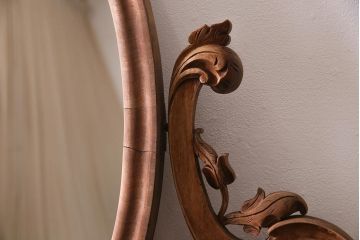 アンティーク家具　フランスアンティーク　ストリップド(剥離)　マホガニー材　迫力満点!凝った作りで存在感抜群のキャスター付きドレッサー(鏡台)(R-045742)