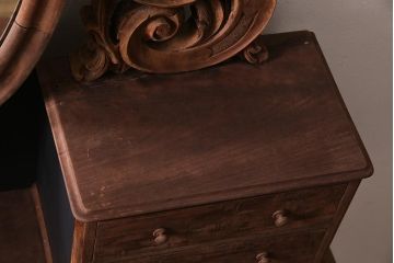 アンティーク家具　フランスアンティーク　ストリップド(剥離)　マホガニー材　迫力満点!凝った作りで存在感抜群のキャスター付きドレッサー(鏡台)(R-045742)