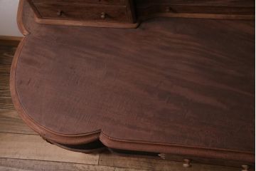 アンティーク家具　フランスアンティーク　ストリップド(剥離)　マホガニー材　迫力満点!凝った作りで存在感抜群のキャスター付きドレッサー(鏡台)(R-045742)