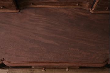 アンティーク家具　フランスアンティーク　ストリップド(剥離)　マホガニー材　迫力満点!凝った作りで存在感抜群のキャスター付きドレッサー(鏡台)(R-045742)