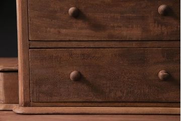 アンティーク家具　フランスアンティーク　ストリップド(剥離)　マホガニー材　迫力満点!凝った作りで存在感抜群のキャスター付きドレッサー(鏡台)(R-045742)