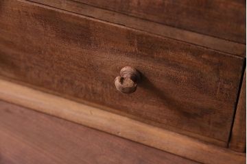 アンティーク家具　フランスアンティーク　ストリップド(剥離)　マホガニー材　迫力満点!凝った作りで存在感抜群のキャスター付きドレッサー(鏡台)(R-045742)