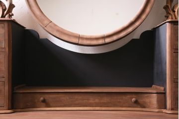 アンティーク家具　フランスアンティーク　ストリップド(剥離)　マホガニー材　迫力満点!凝った作りで存在感抜群のキャスター付きドレッサー(鏡台)(R-045742)