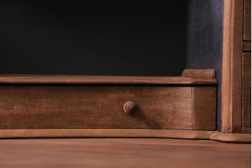 アンティーク家具　フランスアンティーク　ストリップド(剥離)　マホガニー材　迫力満点!凝った作りで存在感抜群のキャスター付きドレッサー(鏡台)(R-045742)