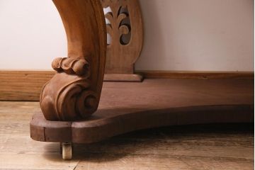 アンティーク家具　フランスアンティーク　ストリップド(剥離)　マホガニー材　迫力満点!凝った作りで存在感抜群のキャスター付きドレッサー(鏡台)(R-045742)