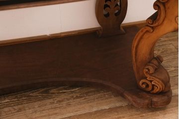 アンティーク家具　フランスアンティーク　ストリップド(剥離)　マホガニー材　迫力満点!凝った作りで存在感抜群のキャスター付きドレッサー(鏡台)(R-045742)