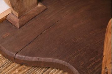 アンティーク家具　フランスアンティーク　ストリップド(剥離)　マホガニー材　迫力満点!凝った作りで存在感抜群のキャスター付きドレッサー(鏡台)(R-045742)