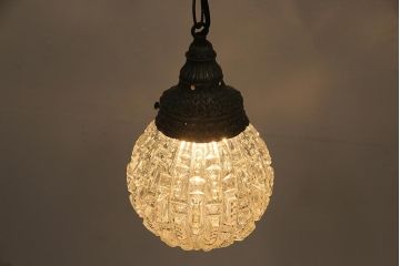 ヴィンテージ照明　光の屈折が魅力のペンダントライト(吊り下げ照明、天井照明、ビンテージ)(R-045743)