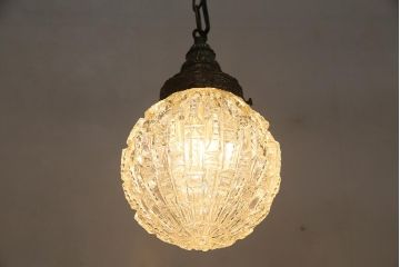 ヴィンテージ照明　光の屈折が魅力のペンダントライト(吊り下げ照明、天井照明、ビンテージ)(R-045743)