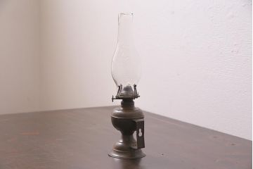 アンティーク雑貨　昭和初期　銅製　壁掛けもできるオイルランプ(灯油ランプ)(R-045746)