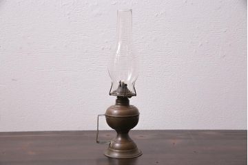 アンティーク雑貨　昭和初期　銅製　壁掛けもできるオイルランプ(灯油ランプ)(R-045746)