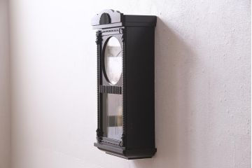 アンティーク時計　昭和中期　ゼンマイ式　林時計　レリーフがお洒落な柱時計(掛時計、振り子時計)(R-045750)