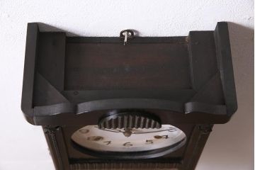 アンティーク時計　昭和中期　ゼンマイ式　林時計　レリーフがお洒落な柱時計(掛時計、振り子時計)(R-045750)