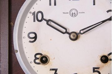 アンティーク時計　昭和中期　ゼンマイ式　林時計　レリーフがお洒落な柱時計(掛時計、振り子時計)(R-045750)