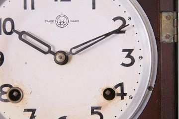 アンティーク時計　昭和中期　ゼンマイ式　林時計　レリーフがお洒落な柱時計(掛時計、振り子時計)(R-045750)
