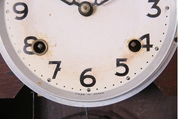 アンティーク時計　昭和中期　ゼンマイ式　林時計　レリーフがお洒落な柱時計(掛時計、振り子時計)(R-045750)