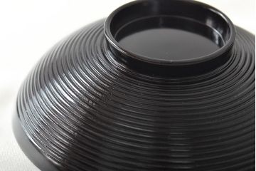 初瀬川柳庵　糸目黒塗　切箔絵　木製　吸物椀5客(漆器)(R-045754)