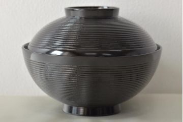 初瀬川柳庵　糸目黒塗　切箔絵　木製　吸物椀5客(漆器)(R-045754)