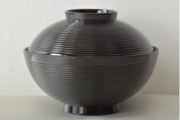 初瀬川柳庵　糸目黒塗　切箔絵　木製　吸物椀5客(漆器)(R-045754)