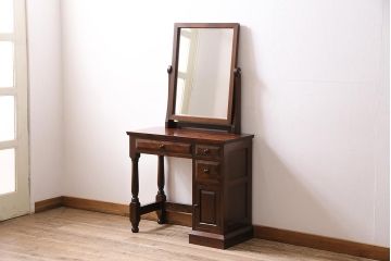 中古　松本民芸家具　特注品　角型ミラー　高級感漂うクラシカルな佇まいが魅力のドレッサー(定価約34万円)(鏡台)(R-045772)