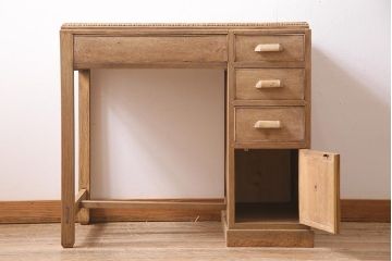 アンティーク家具　昭和初期　ストリップド(剥離)　栗材　素朴な温かみを感じる片袖デスク(片袖机、在宅ワーク、在宅用ワークデスク)(R-045774)