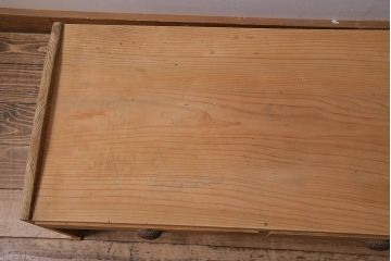 アンティーク家具　昭和初期　ストリップド(剥離)　ヒノキ材　明るい木色がさわやかな文机(ローテーブル)(R-045777)