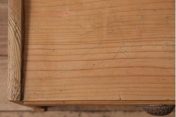 アンティーク家具　昭和初期　ストリップド(剥離)　ヒノキ材　明るい木色がさわやかな文机(ローテーブル)(R-045777)