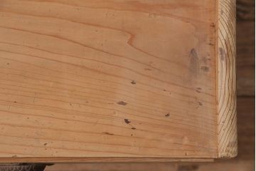 アンティーク家具　昭和初期　ストリップド(剥離)　ヒノキ材　明るい木色がさわやかな文机(ローテーブル)(R-045777)