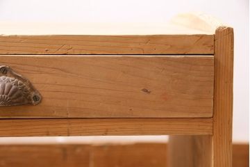 アンティーク家具　昭和初期　ストリップド(剥離)　ヒノキ材　明るい木色がさわやかな文机(ローテーブル)(R-045777)