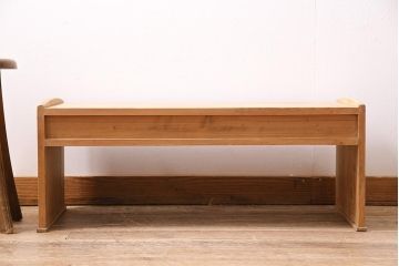 アンティーク家具　昭和初期　ストリップド(剥離)　ヒノキ材　明るい木色がさわやかな文机(ローテーブル)(R-045777)